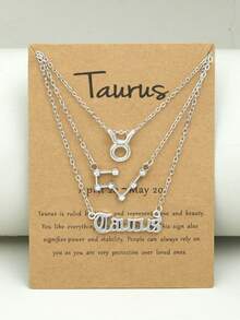 3 pièces/set Collier à la mode 12 à pendentif constellation pour femme pour décoration quotidienne - Argent - Voir 12