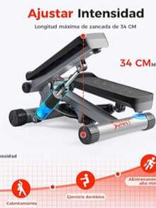 S un ny H eal th & F itn ess Mini Stepper for Home Exercise, Climber Exercise Machine with Resistance Belt, Optional Twist Movement and Connection to the Free SunnyFit App - Gris - Ver 2
