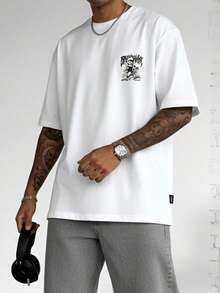 男士炫酷时尚骷髅印花圆领 T 恤 - 黑色 - 查看 4