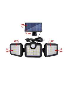 Đèn tường năng lượng mặt trời 3 đầu, góc điều chỉnh được, thích hợp cho nhà ở, sân vườn, ngoài trời, hiên nhà, cảm biến chuyển động năng lượng mặt trời, sạc vào ban ngày, 3 chế độ sáng cho chiếu sáng ban đêm, đèn lối đi. - Đèn treo tường ba đầu - Xem 11