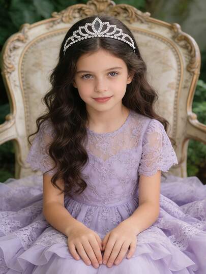 1件儿童极简镂空钻石皇冠，生日礼物派对发饰，适合日常佩戴、派对表演、摄影和度假，是送给女孩的理想礼物