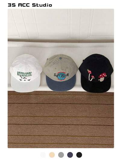Niche Streetwear Retro American Style Embroidered Brim Baseball Cap, Unisex Patchwork Planet & Letter Soft Top Adjustable Cotton Cap, Versatile For All Seasons, Skater Hippie Chicks Style