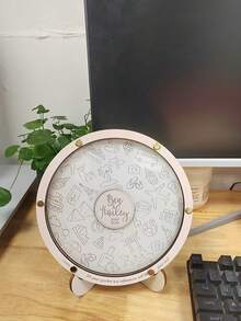 1 Peça Caixa de Armazenamento de Moedas de Madeira Personalizada - Presente Ideal para Entusiastas de Viagens, Cofrinho Redondo Grande, Design Único, Ótimo para Decoração Doméstica e Colecionar Memórias - Damasco - Visão 3