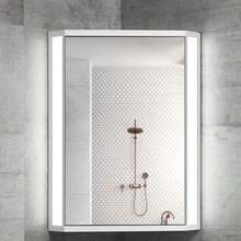 ccMueble De Baño Espejo De Baño De Acero Inoxidable Armario De Pared Triangular De Esquina para Baño Armario Multiusos para Cocina Almacenamiento De Medicamentos Orga White-60cmnn - Blanco - Ver 5