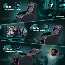 ccHomall - Silla reclinable de Masaje LED para Juegos Estilo Carreras sofá para Sala de Estar cómodo ergonómico para Cine en casa Rojonn - Rojo - Ver 6