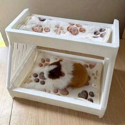 1pc Hamster Warm Bed - Includes Blanket And Curtain, Small Pet Pad, Easy-Install Pet Bed, Plastic Corner Hideaway For Small Animals, Pet Supplies