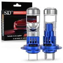 S&D H7 LED 大灯 30000LM 100W 带风扇超亮无线 6000K 白色 CANBUS 迷你汽车大灯 12-24V