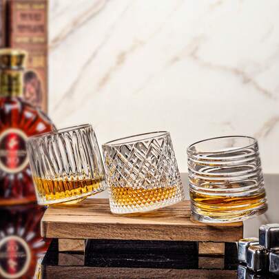 Rotating Whiskey Glass Fashionable Wine Glass For Bourbon,Scotch,Cocktails,Whisky And Tea Elegant Drinkware Gifts For Men