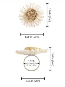2-12pcs Handmade Artificial Daisy Napkin Rings, Woven Napkin Holder, Suitable For Dining Table, Wedding, Family Gathering (Sunflower) - Multicolor - View 2