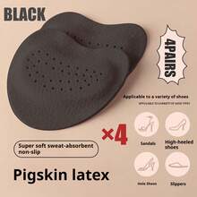 8 Pairs Beige/Black Sandals Forefoot Pads, High Heels Insoles, Non-Tiring Ultra-Absorbent Anti-Slip Self-Adhesive Invisible Grip Tape, Faux Leather, Sweat-Absorbing Soft Latex, Universal Size-ASDF - 米色 4 雙 - 查看 10