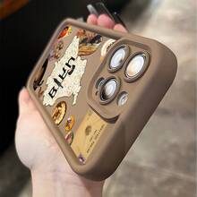 1pc Creative Cultural Element Retro Pattern Matte Frosted Shockproof Anti-Slip Phone Protective Case, Compatible With IPhone 16/11/13/15/15 Plus/15 Pro/15 Pro Max/12/14 Pro Max/11 Pro Max/12 Pro/12 Pro Max/13 Pro/13 Pro Max/14 Pro/14 Plus - Brown - View 4