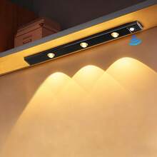 Yogle Tira de luz con sensor de movimiento LED moderna, barra de luz magnética inalámbrica recargable para gabinetes, armarios, armarios - Patrón de camuflaje montañoso, sin necesidad de cableado, carga USB, material de plástico, acabado mate, control de botón, regulable, iluminación LED, decoración del hogar, iluminación inteligente, estilo minimalista, diseño de moda, iluminación de alta calidad, decoración del hogar - Negro - Ver 14