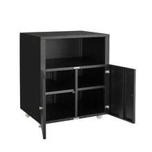 Techigher Metal Printer Stand, Printer Cabinet With Storage, Mobile Printer Table With Wheels & 2 Door, Metal File Cabinet For Home Office Small Spaces - Black -4 Compartment - View 4