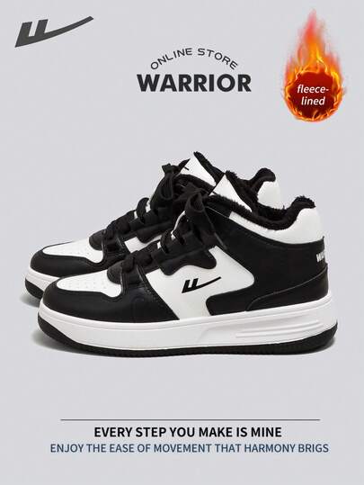  Warrior Women's Board Shoes Autumn And Winter Lightweight Comfortable Breathable Modest Style Casual Yet Sleek Sneakers Applicable Throughout The Year Wear-Resisting All-Day Wear Training Sneakers Running Shoes Fleece-Lined Sneakers