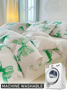 2/3pcs Digital Print Kids Bedding Set, Minimalist Modern Style Children Girls Duvet Cover Pillowcase Set, Suitable For All Seasons (1/2 Pillowcase + 1 Duvet Cover) - Green - View 8