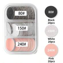 60pcs Replaceable Sandpaper Discs With Metal Disc, Pink Nail File Grinder, Foot Care Tool Accessories, Nail Drill, Nail Supplies - Multicolor - View 10