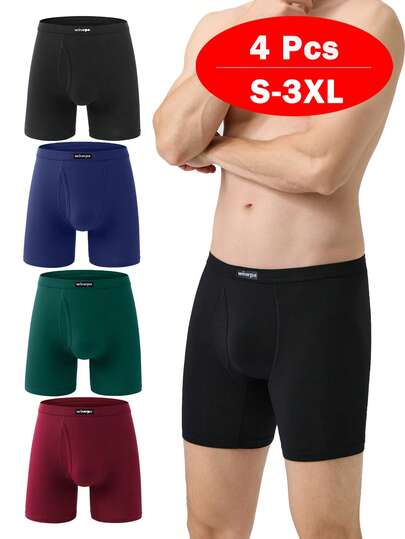  Wirarpa Men's Underwear Boxer Shorts Micro Modal Covered Band Open Fly Tagless Underpants Pack Of 4
