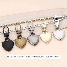 5pcs/10pcs Heart-Shaped Multi-Purpose Metal Detachable Zipper Pulls Replacement Zipper Sliders Repair Kit, For Luggage, Handbags, Backpacks, Jackets - Multicolor - View 3