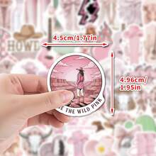 50张粉色迪斯科牛仔女郎涂鸦贴纸，适用于水瓶、行李箱装饰 - 彩色 - 查看 4