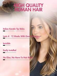 I Tip Hair Extensions Human Hair Extensions Highlight Color Straight Human Hair 12-22 Inch Thickening Hair Extensions Real Human Hair Extensions Keratin Extensions Invisible Itip Human Hair Extensions High Quality Easy To Wear Elegant For Daily & Festival & Party - Multicolor - View 7