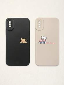 Bộ 2 ốp lưng điện thoại hình cặp cún dễ thương chủ đề Valentine, màu đen và be, chất liệu silicon mờ chống sốc, bảo vệ ống kính, hình trái tim, hình chó, phụ kiện dùng hàng ngày và làm quà tặng, ốp lưng đồng bộ, phụ kiện quà tặng, tương thích với iPhone - Nhiều màu - Xem 23