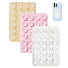 3pcs Silicone Suction Cup Phone Holder, Waterproof Sticky Base Suitable For Most Phones, Universal Finger Grip For Selfie & Video, Black/White/Light Pink