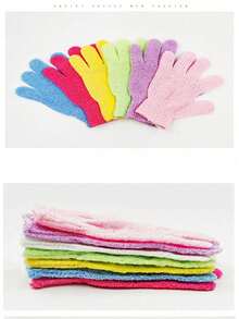 Double-Sided Exfoliating Shower Gloves, Body Scrubbing Gloves, Exfoliating Shower Gloves, Body Exfoliating Gloves, Body Exfoliating Cleaning Tool Exfoliating Shower Gloves, Finger Gloves Shower Towel Bath Gloves, Double-Sided Exfoliating Gloves, For Spa, Massage And Body Scrub, Body Wash Accessories Loofah Bath Gloves Five-Finger Bath Towel Scrub Pad Double-Sided Massage Gloves - Multicolor - View 6