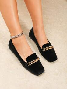 2026年新款春秋复古方头玛丽珍鞋，百搭休闲鞋，2025年新款畅销通勤鞋，2026年新款珍珠光泽饰面 - 黑色 - 查看 1