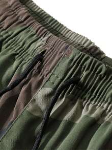 男士宽松多口袋迷彩工装裤，户外徒步旅行束脚休闲裤，春季款 - 軍綠色 - 查看 6