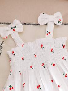2pcs Baby Girls Cute & Fresh Suspender Top + Pants Set, Spring/Summer - White - View 3