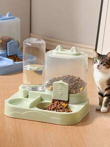 2-In-1 Cat & Dog Water Dispenser (With Built-In Food Bowl) - No Battery Required, Modern White Design, Easy To Clean And Refill, Pet Drinking Solution, Pet Feeder, Elegant Pet Accessory, Sturdy Construction