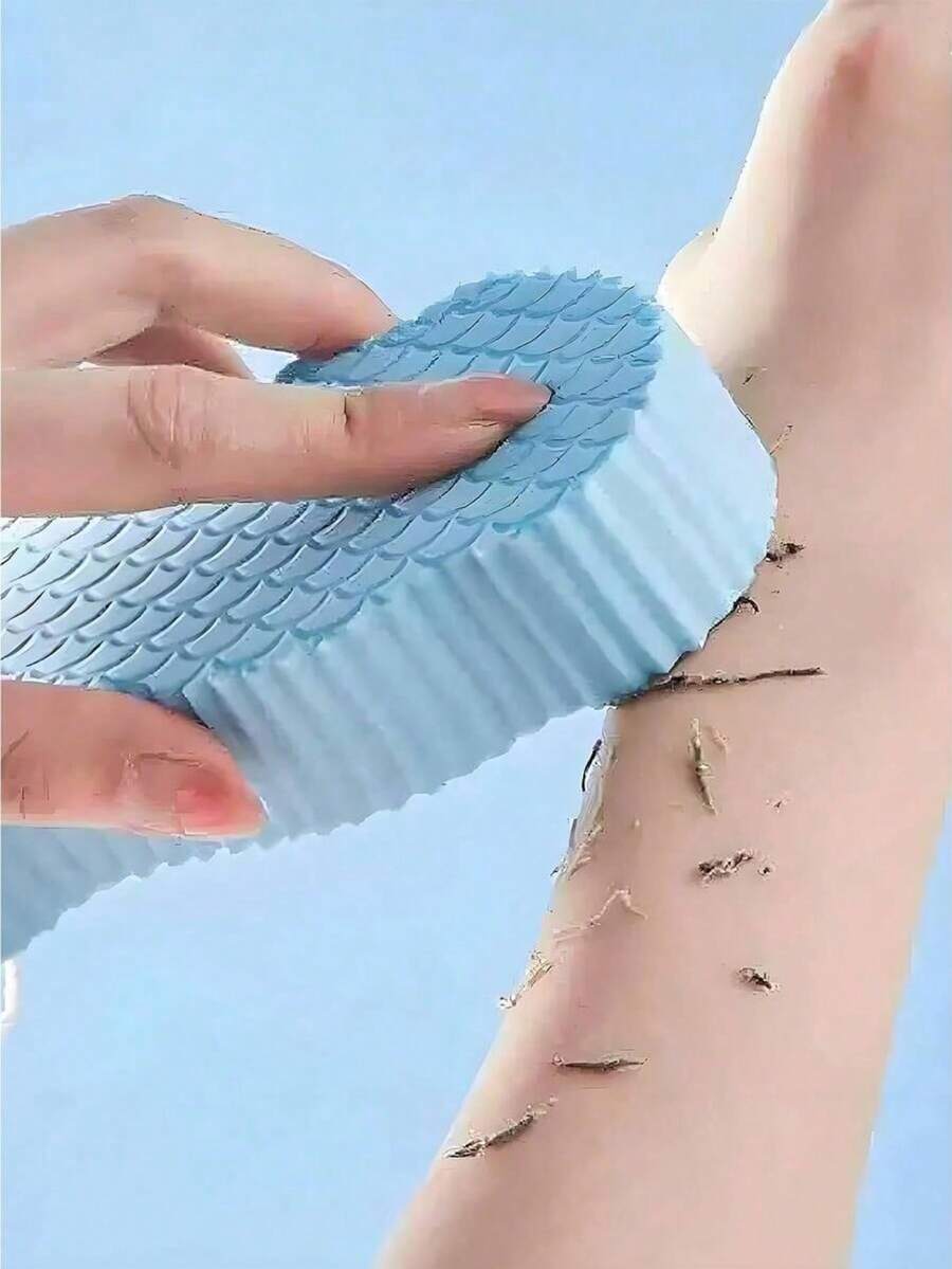 鱼鳞纹理3D设计沐浴海绵，温和亲肤，沐浴清洁工具，可爱鱼形海绵，柔软浮石材质，适合沐浴、游泳、清洁等多种场合，压花柔软沐浴海绵，家用清洁工具，无痛去角质，返校季必备