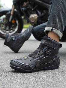 Motorcycle Shoes, Off-Road Motorcycle & Street Bike Gear, Racing Boots, Suede Leather Off-Road Motorcycle Boots, Professional Men's Motorcycle Boots - Black - View 4