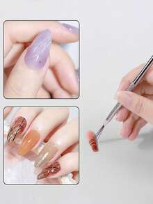 7pcs/Set Stainless Steel Flexible Ultra-Fine Needle Striping Liner Nail Art Brushes, Spider Gel Manicure Tools For Line Drawing - Multicolor - View 6