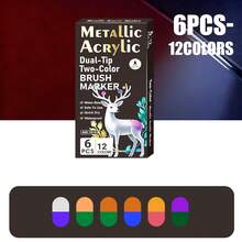 Conjunto de Canetas Marcadoras Acrílicas de Ponta Dupla com 48 Cores, Duradouras e Resistentes à Desbotamento, Ideais para Artistas, Ilustrações, Artesanato, Livros de Colorir e Outros Projetos DIY. Adequadas para Papel, Tecido, Madeira, Pedra, Plástico, Vidro, Cerâmica, Abóbora e Muito Mais. Ótimo para Estudantes e Adultos, Também um Presente Ideal para o Dia de Ação de Graças, Halloween, Natal - Multicolorido - Visão 12