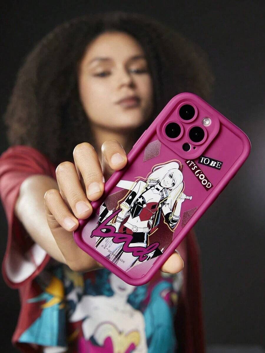 Funda de teléfono plateada con figura de Marilyn X y estampado floral, compatible con - Rojo - Ver 1