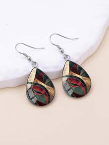1 Coppia di orecchini a goccia in acciaio inossidabile 316 con motivo geometrico asimmetrico, stile minimalista vintage adatto per l'uso quotidiano e come regalo, orecchini gioiello minimalisti ed eleganti adatti per l'uso quotidiano e per le vacanze delle donne - Argento - Visualizzare 6