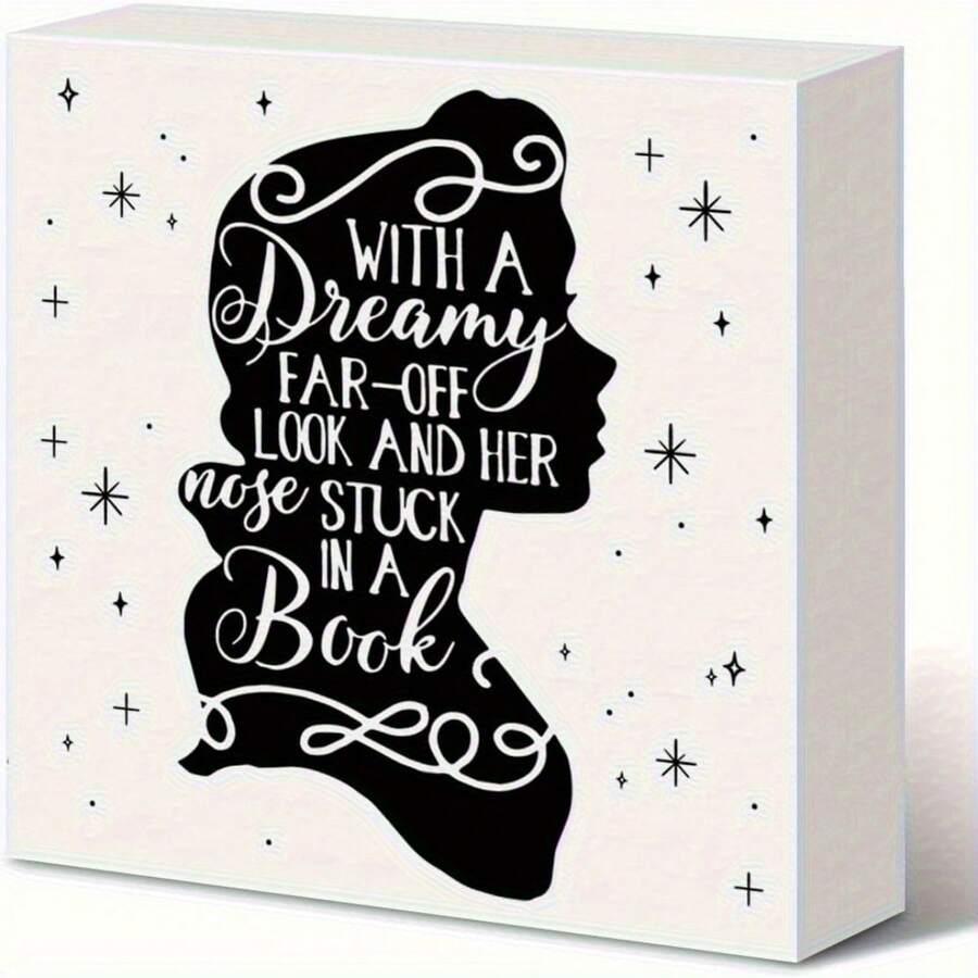 1pc Bookworm Wooden Box Logo Desktop Decoration, Reading Decoration Home Bedroom Bookshelf Library Bookworm Reader Decoration, Bookworm Librarian Gift Girl Teenager Nose Inserted Into Book 5_5 Inches_12.7_12.7 Cm Valentine's Day - trắng - Xem 1