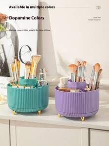 1个桌面旋转化妆品收纳盒，文具收纳盒，笔筒，化妆品展示架，多功能化妆刷架，护肤品收纳盒，塑料化妆刷架 - 彩色 - 查看 12
