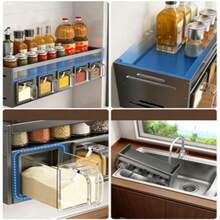 1个壁挂式调料架收纳整理架 - 采用铝镁合金材质，防锈，无需充电，免钻孔安装，包含调料罐和收纳盒，适合厨房收纳 - 彩色 - 查看 7