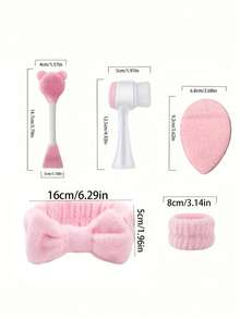 7-Piece Facial Cleansing Set, Includes Nighttime Skincare Routine, Deep Cleansing Beauty Spa Face Mask Brush, Soft Headband, Exfoliating Brush, Silicone Facial Cleansing Brush, Portable Skincare Tool Kit (With Wash Bag), Ideal Christmas Gift, Women Headband, Beauty, Skincare, Spa, Self-Care, Skincare Tools, Face Care, Beautician Supplies, Skin, Facial Cleanser, Face - Multicolor - View 8