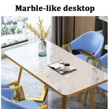 Juego de Mesa de Comedor de 5 Piezas de imitación de mármol Mesa de Cocina Moderna con 4 sillas tapizadas de PU Muebles compactos para Comedor y desayunador.cc - Blanco - Ver 6