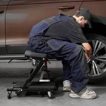 Pegable Z Garage Creeper,  40 in, 450 lbs, Capacidad de carga Rolling Folding Mechanic Creeper Stool, con 6 ruedas Bandeja de herramientas Marco de acero acolchado del asiento, Silla para sentarse o sentarse para la tienda de garaje o el hogar - 40 pulgadas - Ver 9