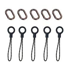 10pcs Oval Metal Carabiners | Alloy + Woven Lanyard, Simple Black/Gold/Silver Multi-Color, Portable Anti-Lost Carabiner Clips For Backpack, Keys, Flashlight, And Convenient For Outdoor Activities