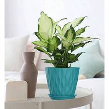 Inch Plant Pots 5 Pack, Flower Planters With Drainage Holes And Trays, Plastic Pots Indoor Outdoor Plants, White - 藍綠色 + 7+6.5+6+5.5+5+4.5+4英寸 - 查看 4