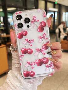 1个红色蝴蝶结樱桃图案手机壳，兼容 16 Pro Max、11/12/13/14 Plus、15 Pro/15 Plus/15 Pro Max、7 Plus/8 Plus、X/XS Max/XR、11 Pro/12 Pro/13 Pro/14 Pro、12 Mini/13 Mini、11 Pro Max/12 Pro Max/13 Pro Max/14 Pro Max/14 Plus、6/6S/6 Plus、7/8、16 Pro、16 Pro、16 Plus、16 Pro Max、12 Pro、17、17 Pro Max - 彩色 - 查看 2