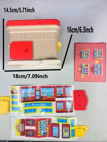 Escenas temáticas que incluyen: Alcancía, Gabinete de ahorro, Caja de efectivo de cajero automático para niños, Caja de almacenamiento creativa de monedas/billetes, Juguetes de regalo de cumpleaños para niños de jardín de infantes - Multicolor - Ver 15