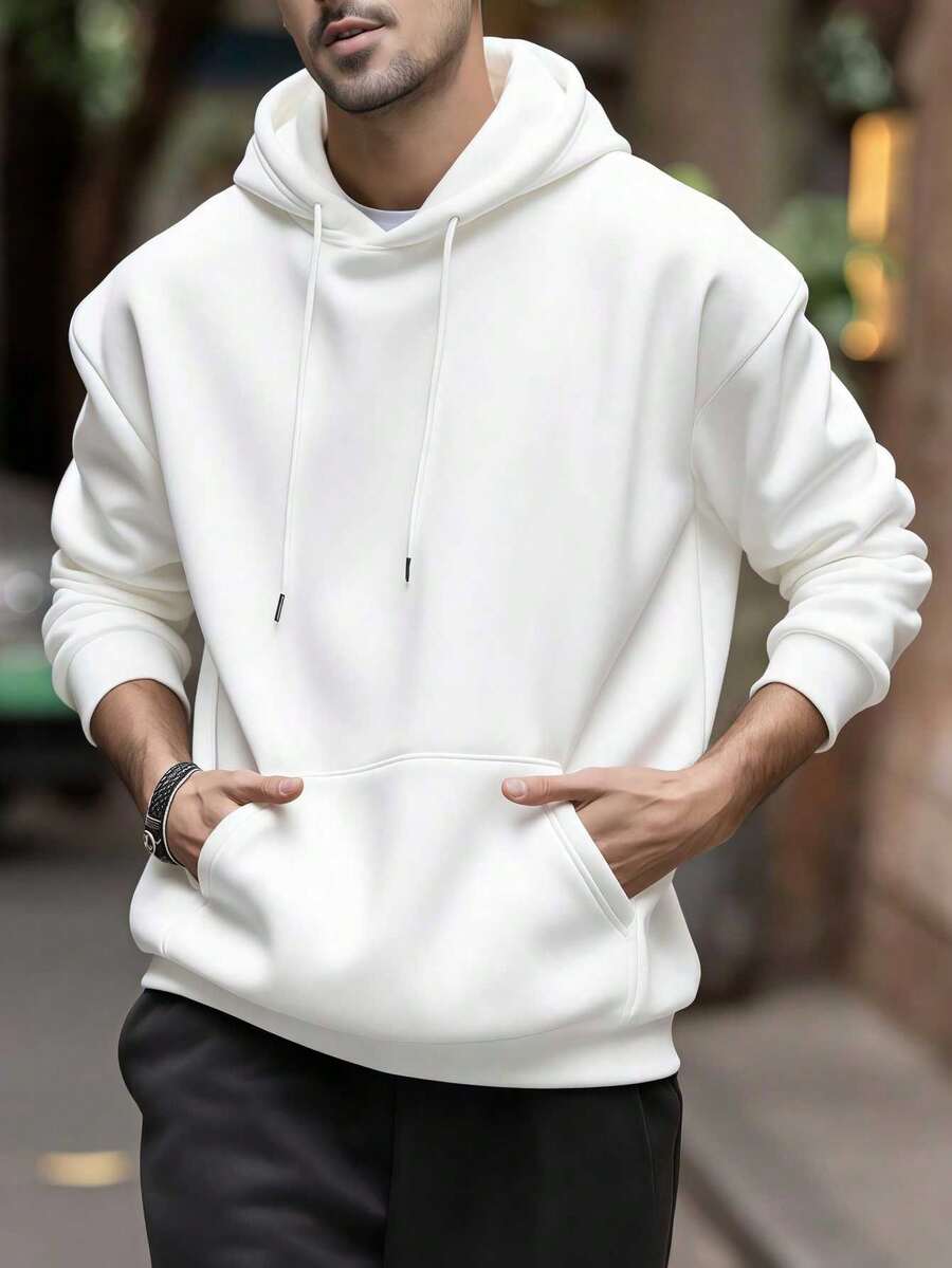 1pc Unisex Hoodie Minimalist Cross Print White Hoodie,Hoodies For Men Lightweight Polyester Material, Simple Crossprint Drawstring Hoodie, Machine Washable, For Spring/Summer/Fall, Christmas, Valentines Day, Halloween,Thanksgiving - White - View 1