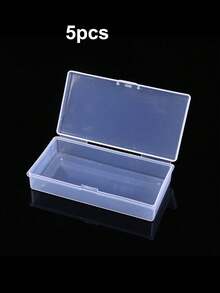 5pcs Transparent Plastic Storage Boxes With Hinged Lids - Clear Organizer Boxes For DIY Crafts, Jewelry And Small Items, Secure Snap Closure, Stackable Design For Easy Storage, Jewelry Display Box - Clear - View 7