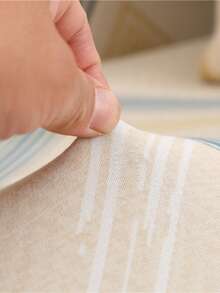 几何线条印花沙发床罩，裙摆式设计，弹性全包覆式聚酯纤维沙发罩，针织牛奶丝面料，四季皆宜 - 杏色 - 查看 9